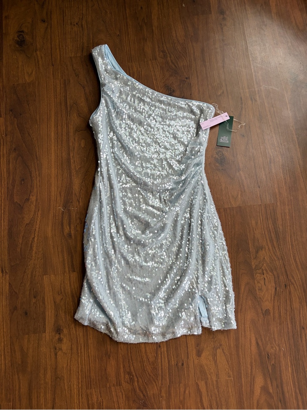 Blue Sequin One Shoulder Dress